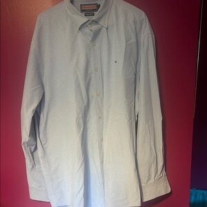 VINEYRD VINES Mens Blue Checkered Dress Shirt XL nice crisp button down collar